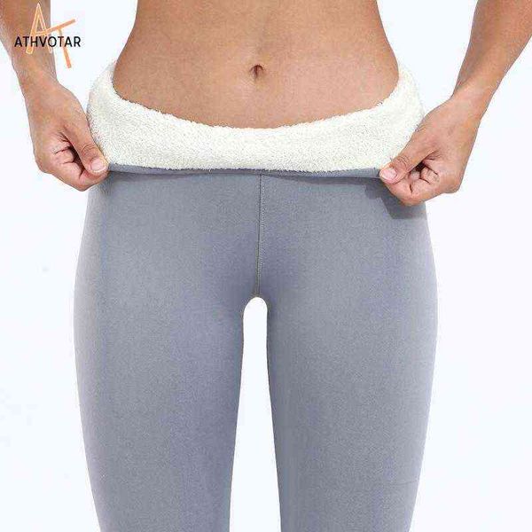 

warm leggings women winter pants thick velvet legging high waist black compression lamb wool trousers cold-resistant 211124, Black;white