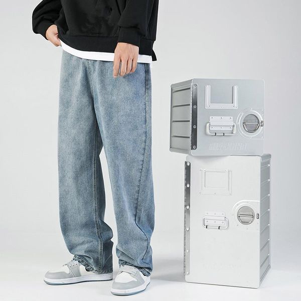 

men's jeans mens men fashion 2021 denim pants baggy hip hop japanese streetwear korean style trousers blue for