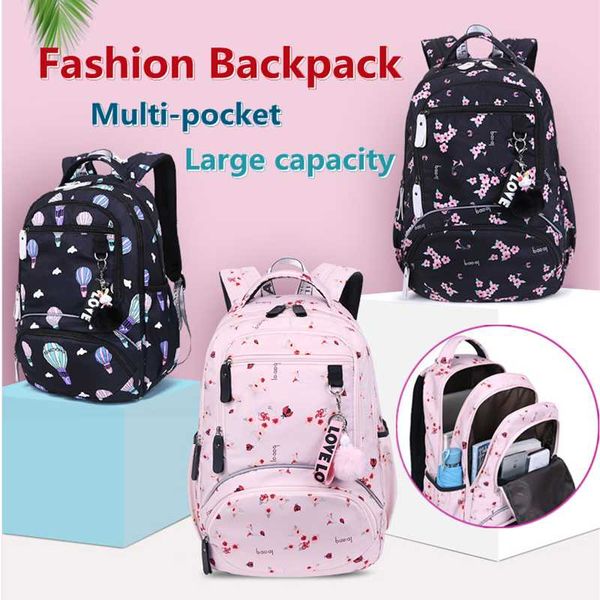 

school bags casual cute bag for elementary middle students large-capacity multi-layer travel lightweight backpack