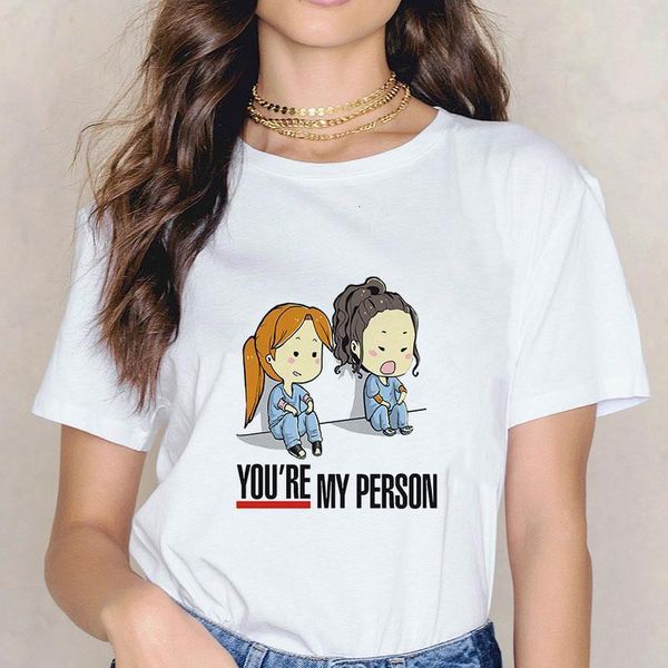 

grey's anatomy summer funny t-shirts you're my person letter women t shirt short sleeve 90s 2021 greys anatomy women tshirt, White