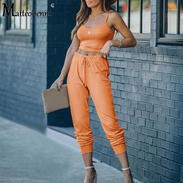 

women's tracksuits suit 2 sleeveless, shorts vest + wide trouser legs with tight drawcord, casual slim sportswear, in summer 2021, Gray