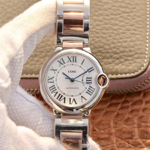 

wristwatches uosu 36mm gold and rose waterproof women's watch, Slivery;brown