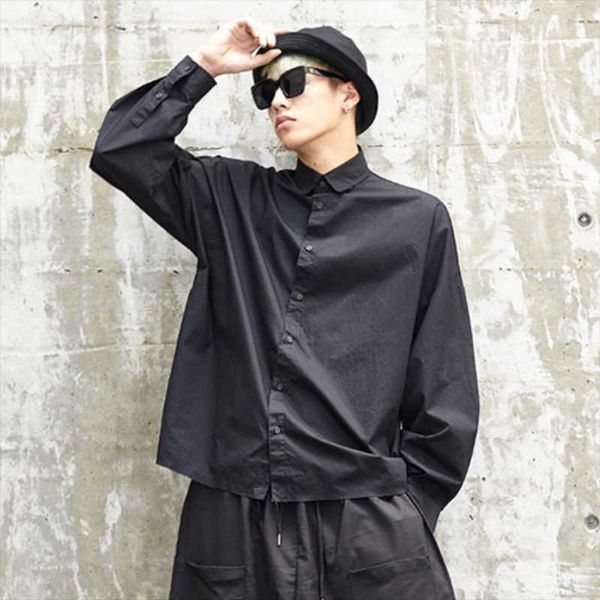 

men's casual shirts long-sleeve shirt spring and autumn basic dark daily fashion versatile loose oversized, White;black