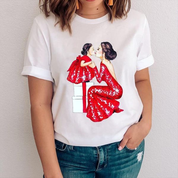 

graphic cartoon 90s elegant sweet women t shirt mom mama mother daughter clothes lady clothing tees print female, White