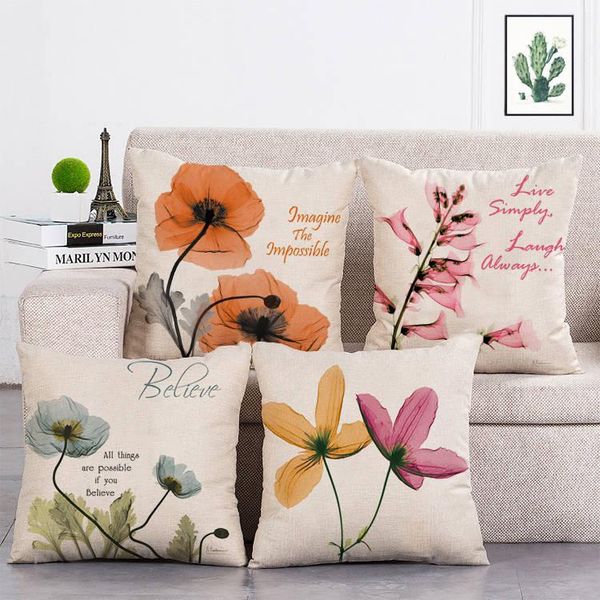 

cushion/decorative pillow europe and the united states simple style colorful flowers square linen pillowcase car cushion cover exquisite cov