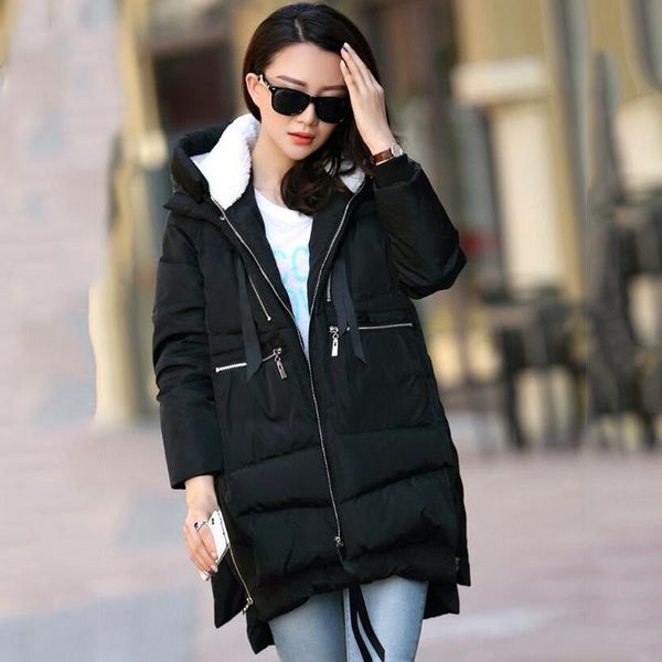 

women's trench coats winter jackets ladies plus size 4xl fleece women cotton padded female coat long style hooded cashmere parka, Tan;black
