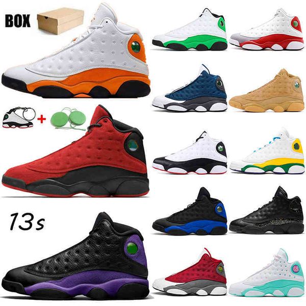 

2021 with box basketball shoes retro mens womens trainers jumpman 13 13s sports sneakers court purple gold glitter reverse bred