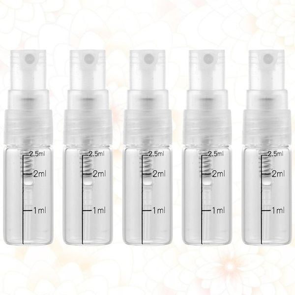 

storage bottles & jars 10 pcs 2.5ml scale spray bottle glass small empty perfume liquid dispenser for make and skin care use (white)