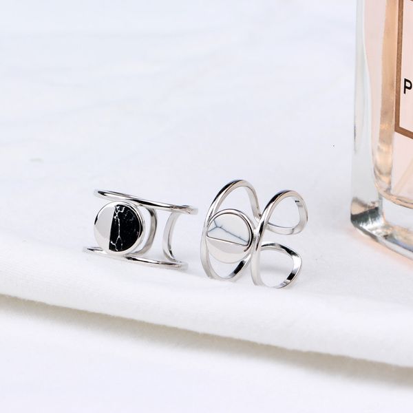 

exaggerate and taste cool marble texture pine stone s925 pure silver ring