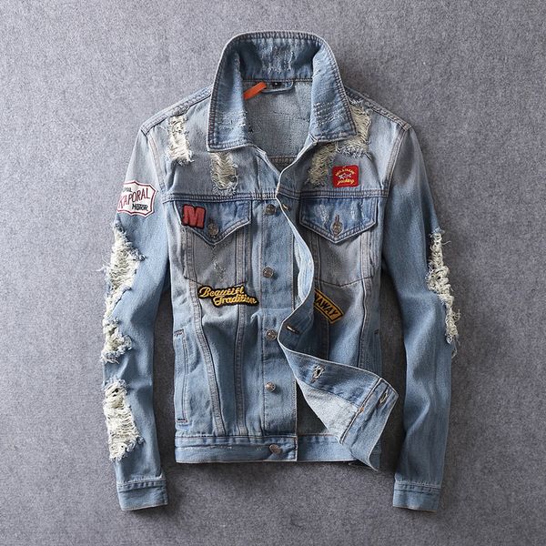 

high street fashion hole jeans et badge make old wash hip hop jeans et men's, Black;brown