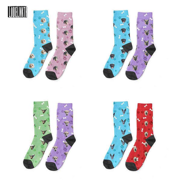 Heiße Fabrik 3D Benutzerdefinierte Persönlichkeit Lange Socken Männer Frauen Winter Lustige Haustier Hund Katze Fishbone Gesichter Design Casual Tier Lange socken Y1119