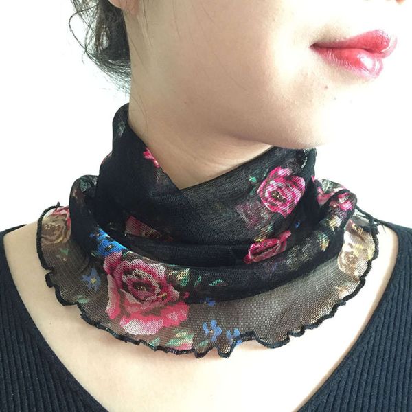 

100% scarf neck cover knitted mesh silk collar for women spring and autumn, Blue;black