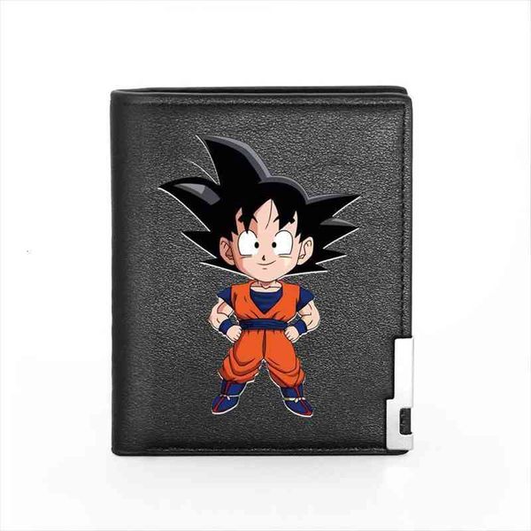 

fashion goku printing pu leather wallet men women bank credit card holder short purse male standard wallets, Red;black