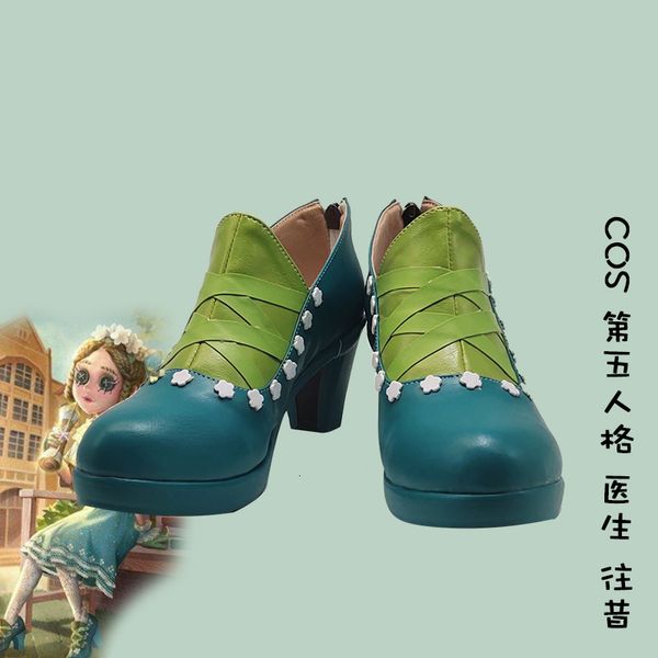 

anime i play identity v cosplay survivor shoes doctor emily dyer lydia jones cos new men's leather high heels iwe5, Black