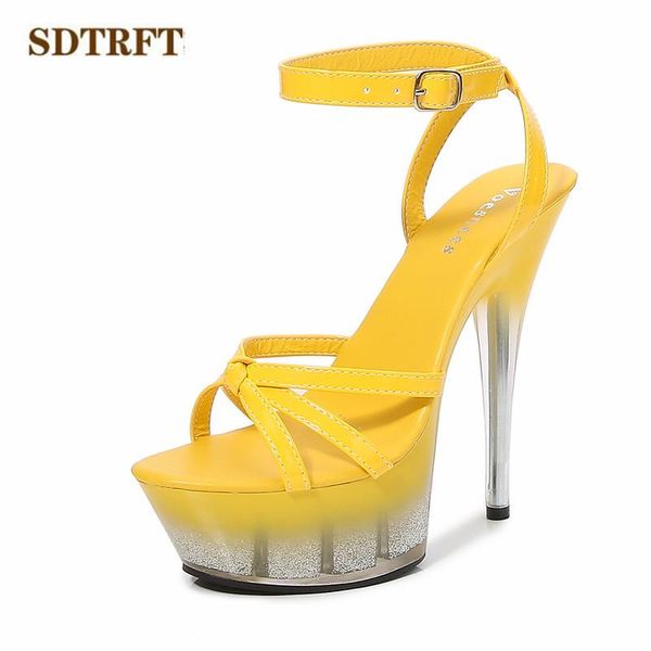 

sandals sdtrft buckle pink stilettos 15cm thin heels sequins platform diamond tassels sm shoes woman wedding pumps zapatos mujer, Black