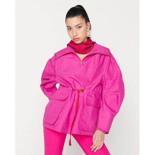 

women's jackets 114154 autumn winter fashion classic design hooded waist solid color sunsn women coats j2, Black;brown