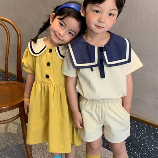 

summer for girls childrens girl dress clothing korean style navy kid baby, Red;yellow