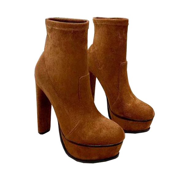 

2021fashion womens genuine leather classica suede boots high heel boots round toe platform shoes designer winter boots1, Black
