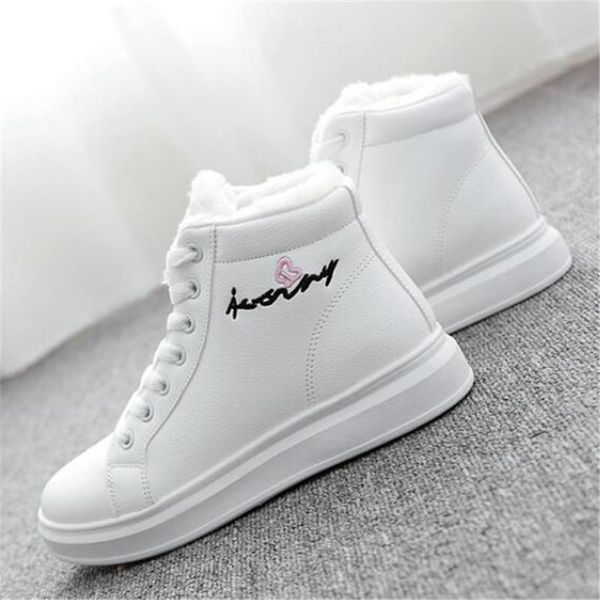

boots winter women shoes 2021 fashion solid flats sneakers snow lace-up ankle casual woman, Black