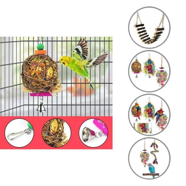 

other bird supplies entertainment 6pcs funny stand chewing toy colorful hook design