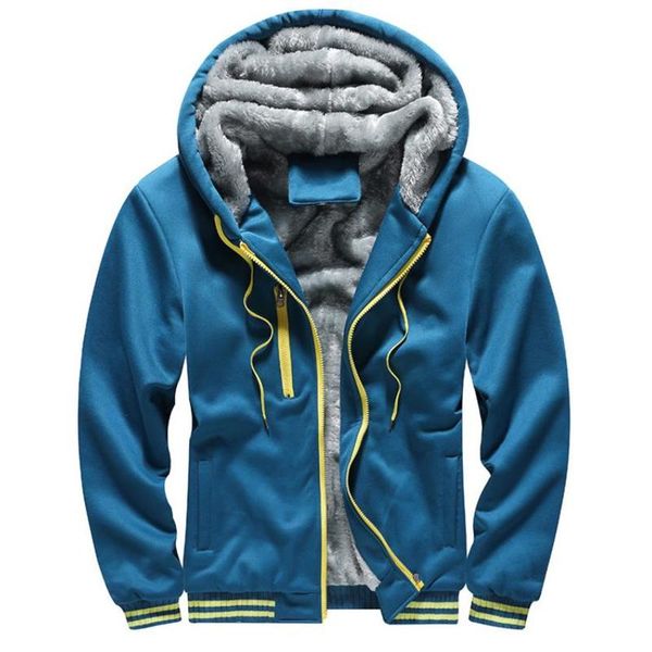 

men's hoodies & sweatshirts men winter thick warm fleece zipper coat sportwear male streetwear, Black