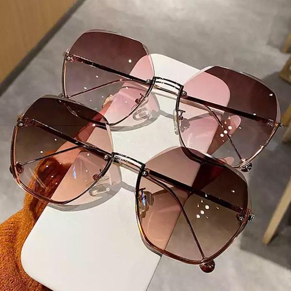 

sunglasses semi-rimless oversized pochromic women metal frame fashion round glasses transparent designer sun uv400, White;black