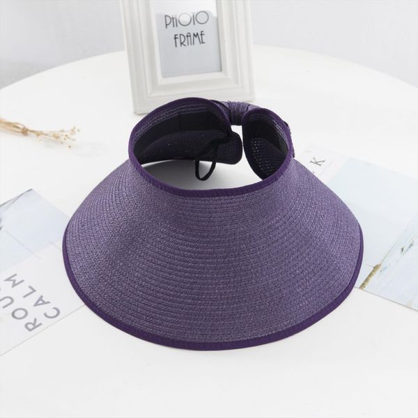 

women summer visors hat foldable sun wide large brim beach hats straw chapeau femme uv protection cap t1p, Blue;gray