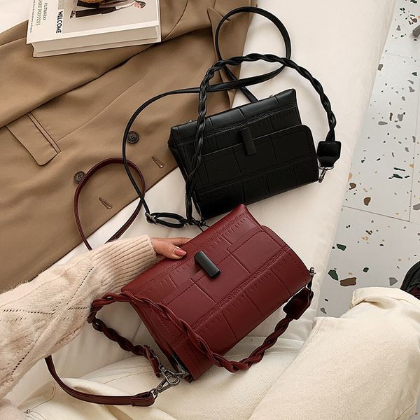 

daily bag stone pattern bag 2021 new trendy high-grade shoulder bag broadband crossbody all-match ins western style small square