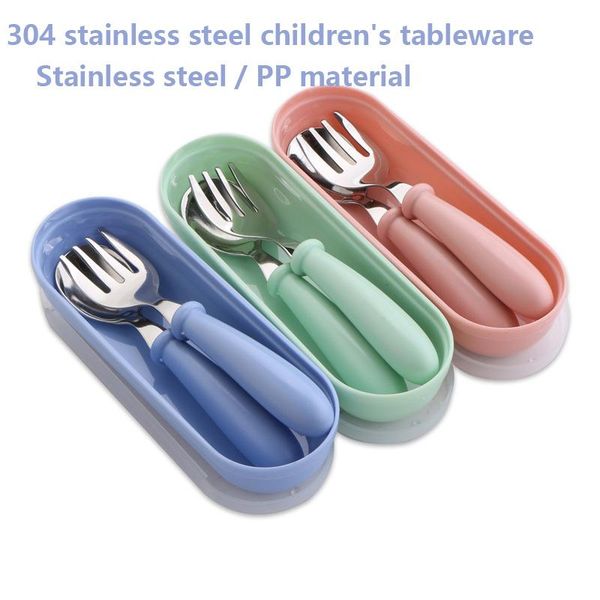 

new 304 stainless steel 1 set of cute baby tableware children tableware baby food feeding spoon fork three styles optional new children tabl