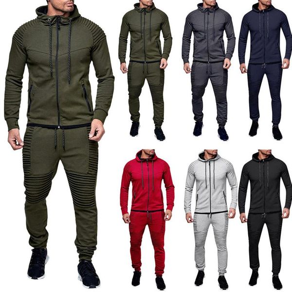 

tracksuit men sets men clothing sweatshirt men's autumn winter pocket sweatshirt pants sets sports suit tracksuit#g30, Gray