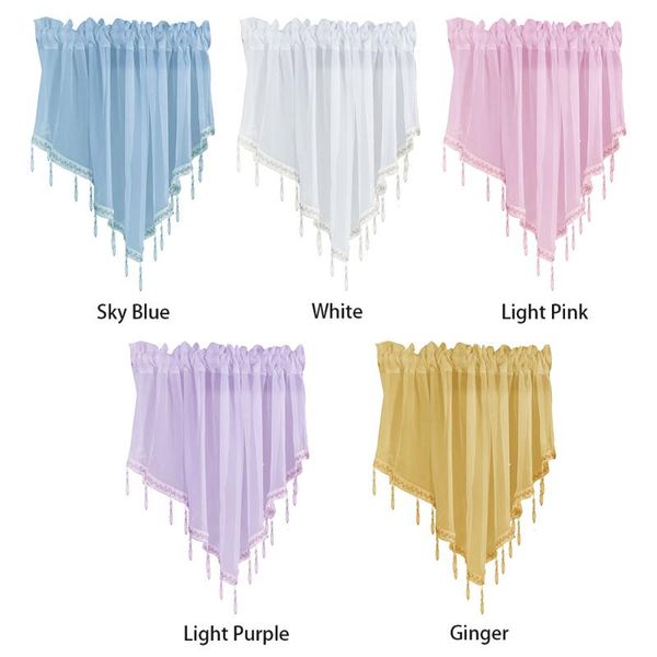 

curtain & drapes 130x60cm window solid polyester breathable home decor kitchen triangle short modern bedroom beaded valance accessories