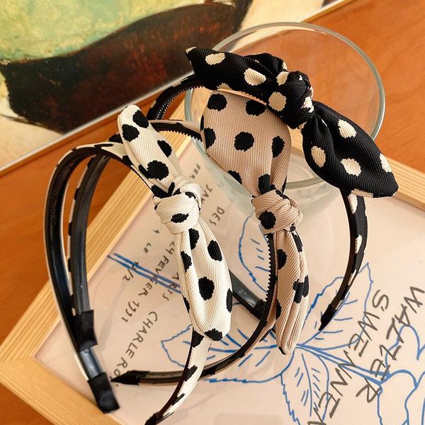 

2021 new children cute polka dot knotted bow hairbands girls lovely toothed hair hoop headbands kids headwears hair accessories, Slivery;white
