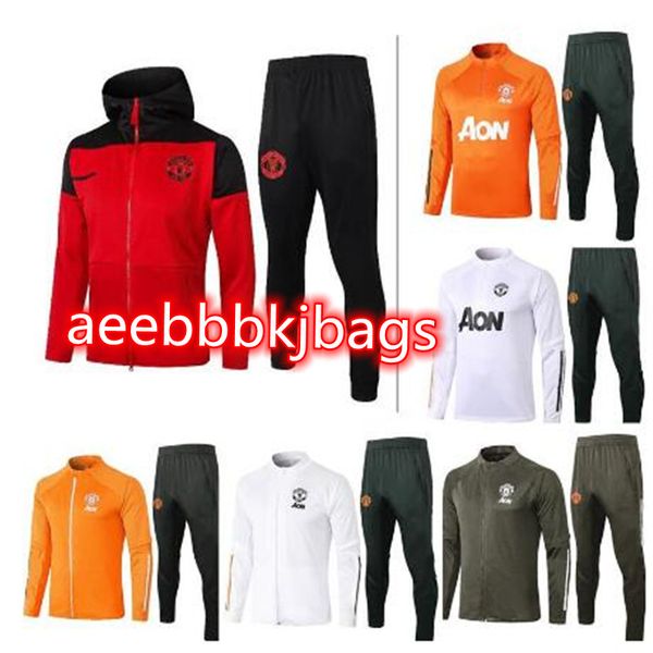 

2021 full zip jacket tracksuit soccer martial rashford football sportswear foot jogging 2022 pogba sets/tracksuits, Black