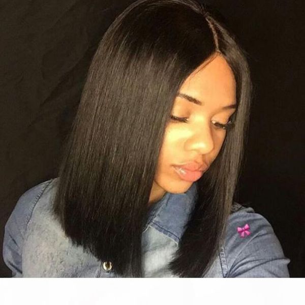 

150% density short bob wigs for women black 13x4 peruvian straight bob lace front human hair wigs wonder girl non remy, Black;brown