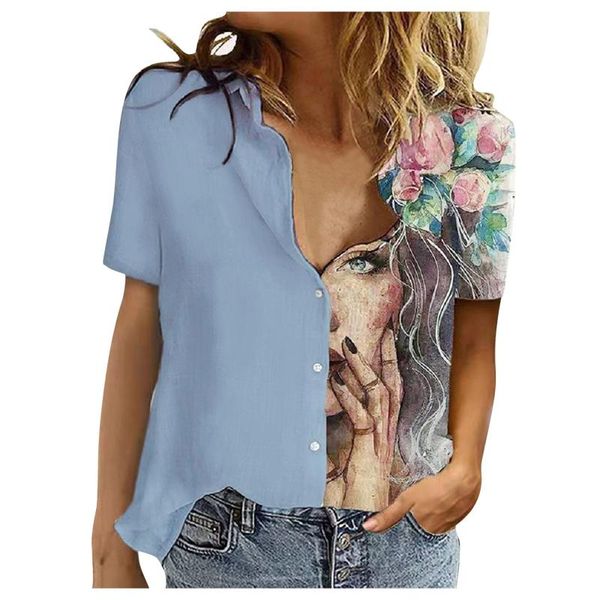

women's t-shirt womens loose character printing short sleeve t shirt cotton ladies casual soft elegant fashion 2021, White