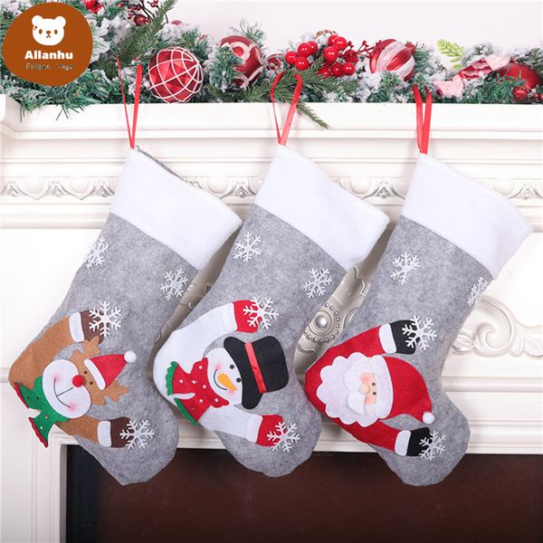 

new year christmas stocking sack xmas gift candy bag noel christmas decorations for home sock christmas tree decor nh
