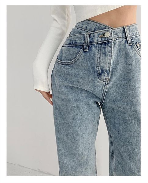 

highwaist trousers harajuku fashion women jean cotton denim sweatpants summer ins street college teen streetwear all match, Blue