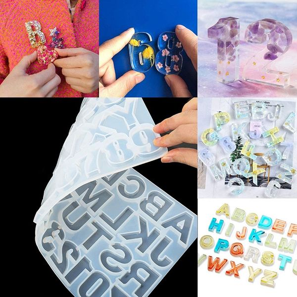 

221 pcs alphabet resin silicone molds set backward casting letter number epoxy molds for resin