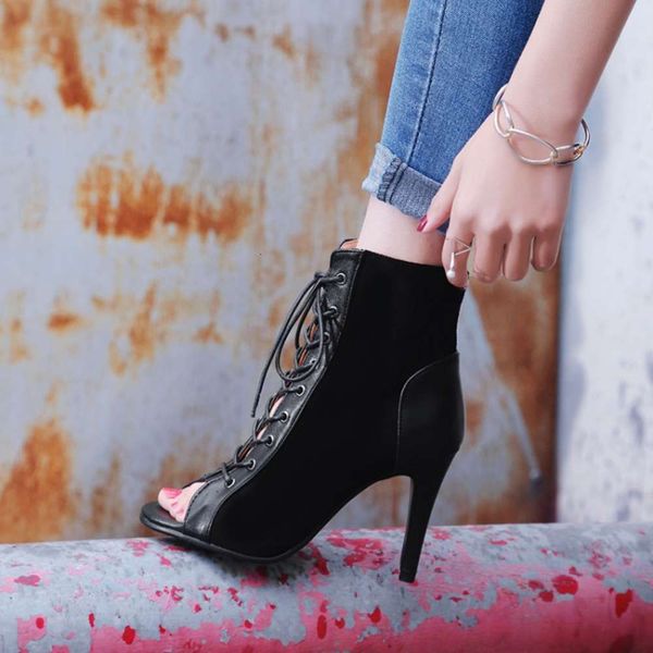 

fish mouth high heel sho thin women's roman sandals, Black