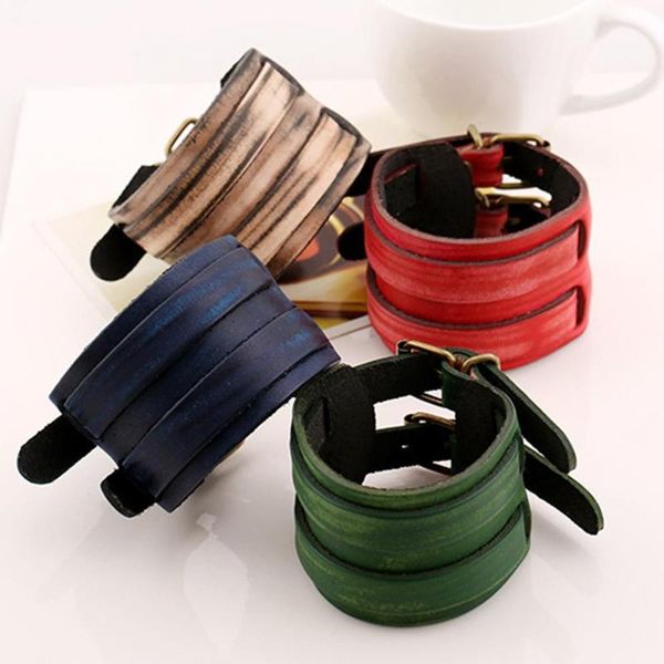 

tennis women men punk wide tribal pu leather bracelet silver cuff wristband wrap fashion jewelry for gifts, Golden;silver