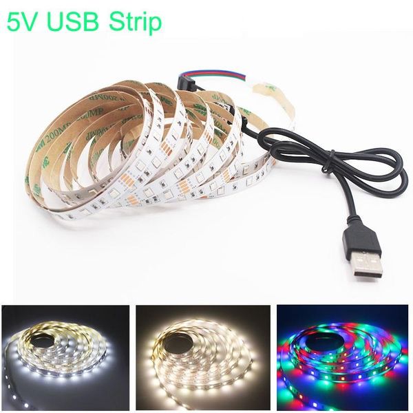 

usb/3 rgb strip light 1m 2m 3m 4m 5m flexible lamp smd 2835 dc 5v tv background lighting usb cable dressing table lamp