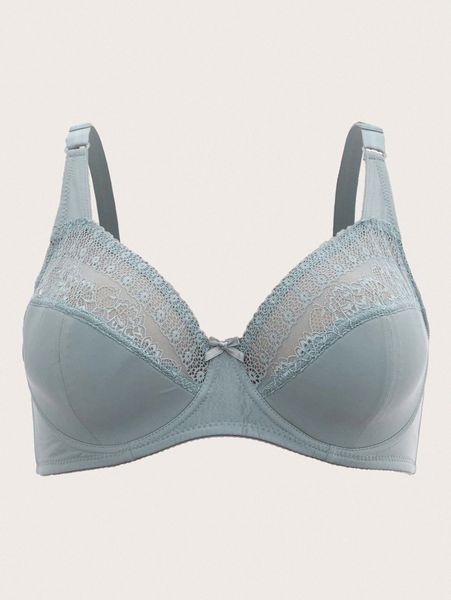 

plus contrast lace underwire bra o22n#, Black;white