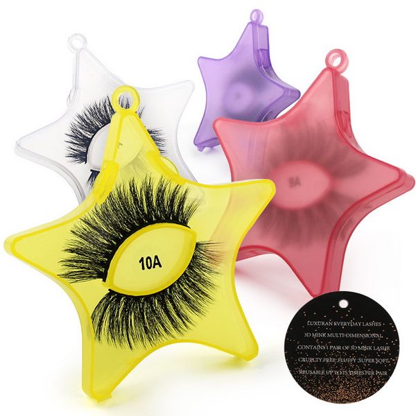 

1 Pair Exaggerated Thick Eyelashes with Stars Case 3D Natural Mink Lash Colorful False Eyelash Tapared Crisscross Winged Makeup Wholesales Lashes