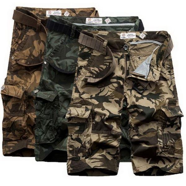 

men's shorts camouflage cargo men 2021 mens casual man multiple-pockets color short five pants, White;black