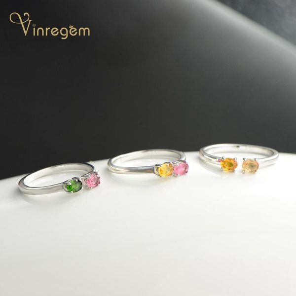 

cluster rings vinregem vintage 100% 925 sterling silver yellow tourmaline wedding engagement white gold ring for women fine jewelry wholesal, Golden;silver