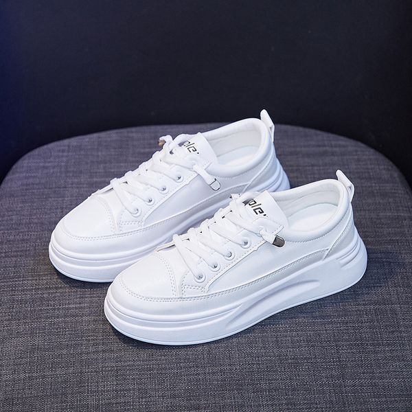 

dress shoes 2021 fashion sneakers women young ladies casual female brand woman white thick sole 3cm a2375 mxis, Black