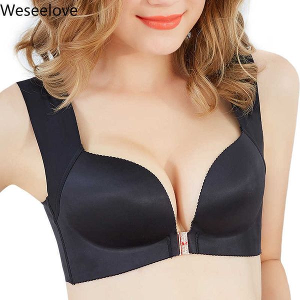 

weseelove women bra without rims movement sleep underwear plus size soutien gorge thin beauty back gathered paper sports bra x04 210623, Red;black
