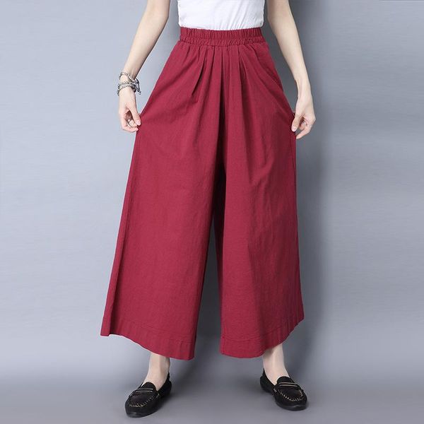 

women's pants & capris plus size 5xl women width legs straight cotton linen good quality lady trousers casual cool design comfortable, Black;white