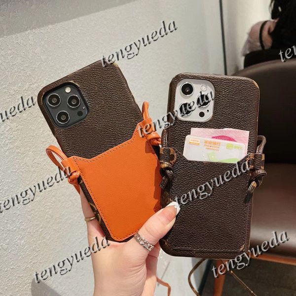 

luxury fashion phone cases for iphone 13 13pro 12 pro max 11 11pro xs xr xsmax 7/8 plus designer leather card holder cellphone case with str