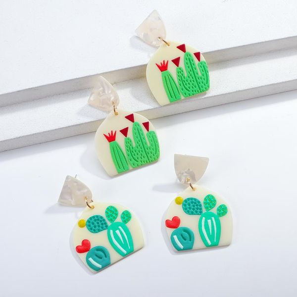 

dangle & chandelier amorcome design korean cute acrylic earrings for women fashion 3d plant pattern geometric jewelry orecchino, Silver